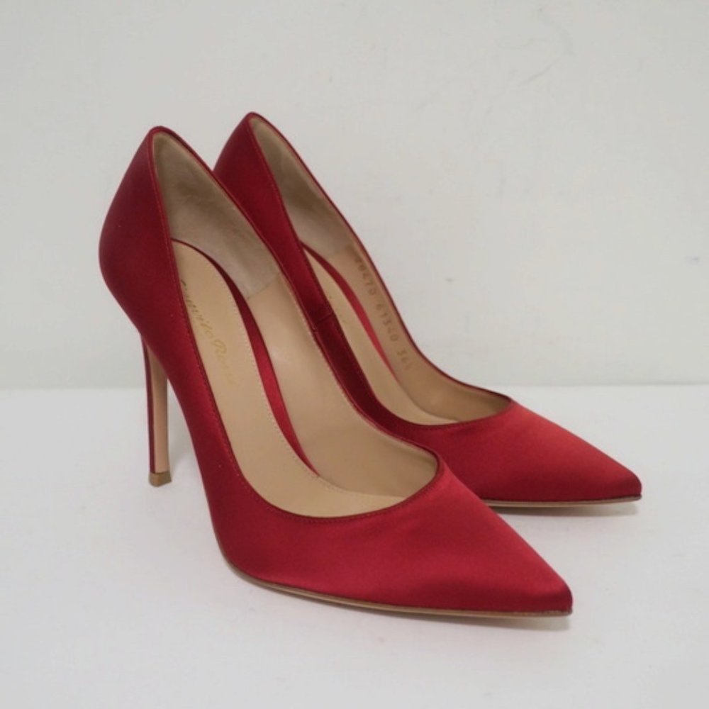 Gianvito Rossi Gianvito 105 Pump Red Satin Sz 36.5